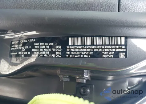 2022 Jeep Renegade Altitude 4X4 z USA, uszkodzony, nr VIN ZACNJDE19NPN61680